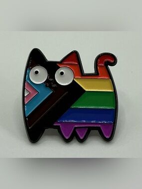 LGBTQ RAINBOW PRIDE UNISEX FLAIR CAT ENAMEL PIN